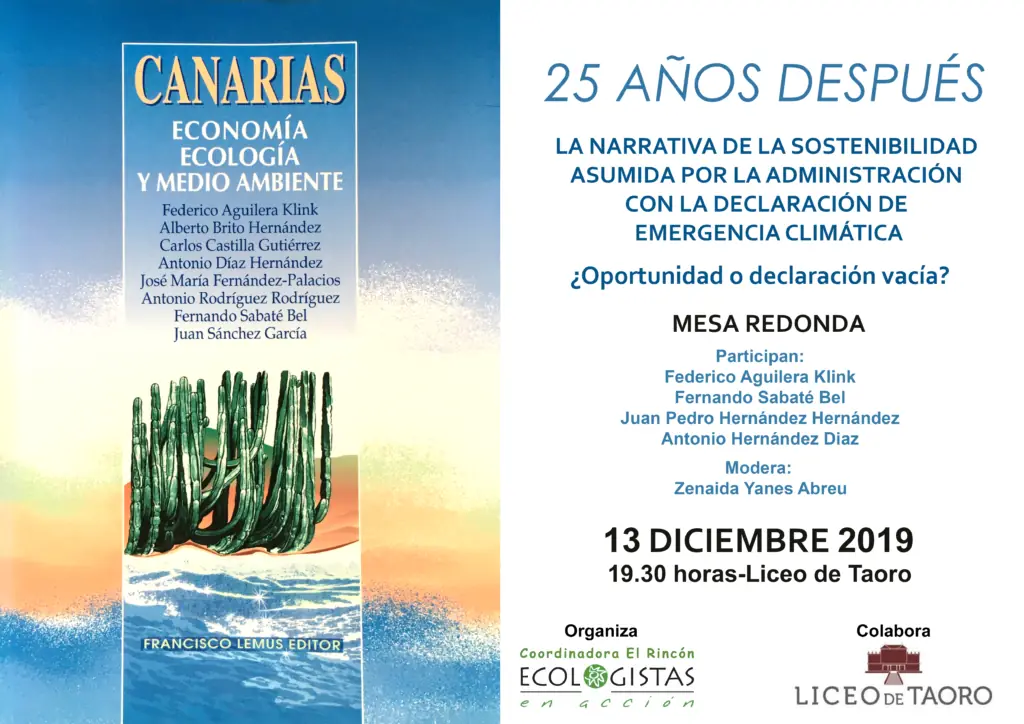 Cartel Canarias sostenibilidad 25 años despues
